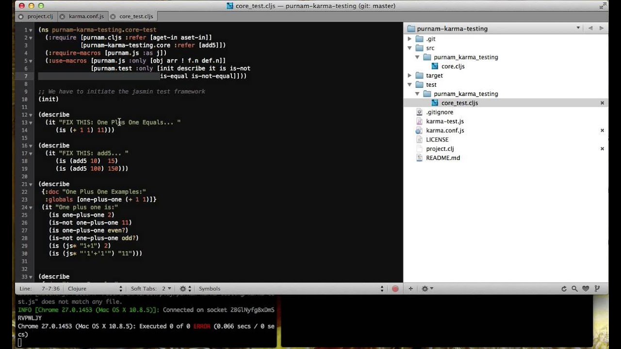 Clojurescript Testing using the Karma Test Runner