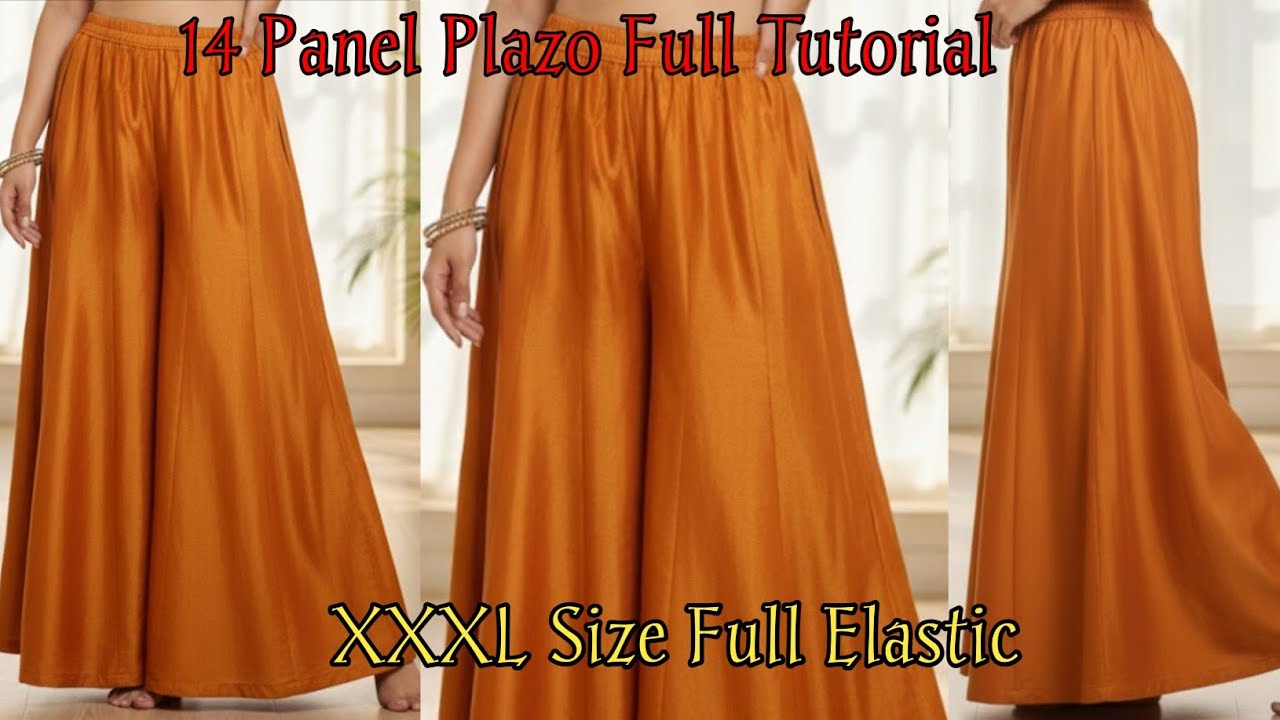 14 Panel Plazo with Side Zip/Planel Plazo Cutting And Stitching/Dress from Saree