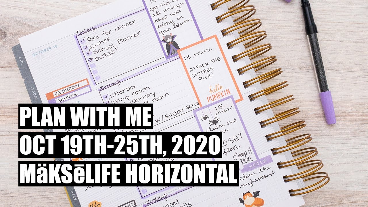 Plan With Me MakseLife Goal Setting Planner October 19th Halloween Themed Planner Spread