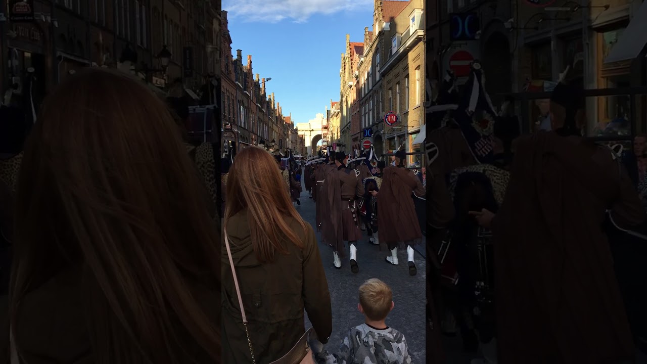 Piped Towards Menin Gate Ceremony by the London Scottish Regimental Pipe Band in Ypres