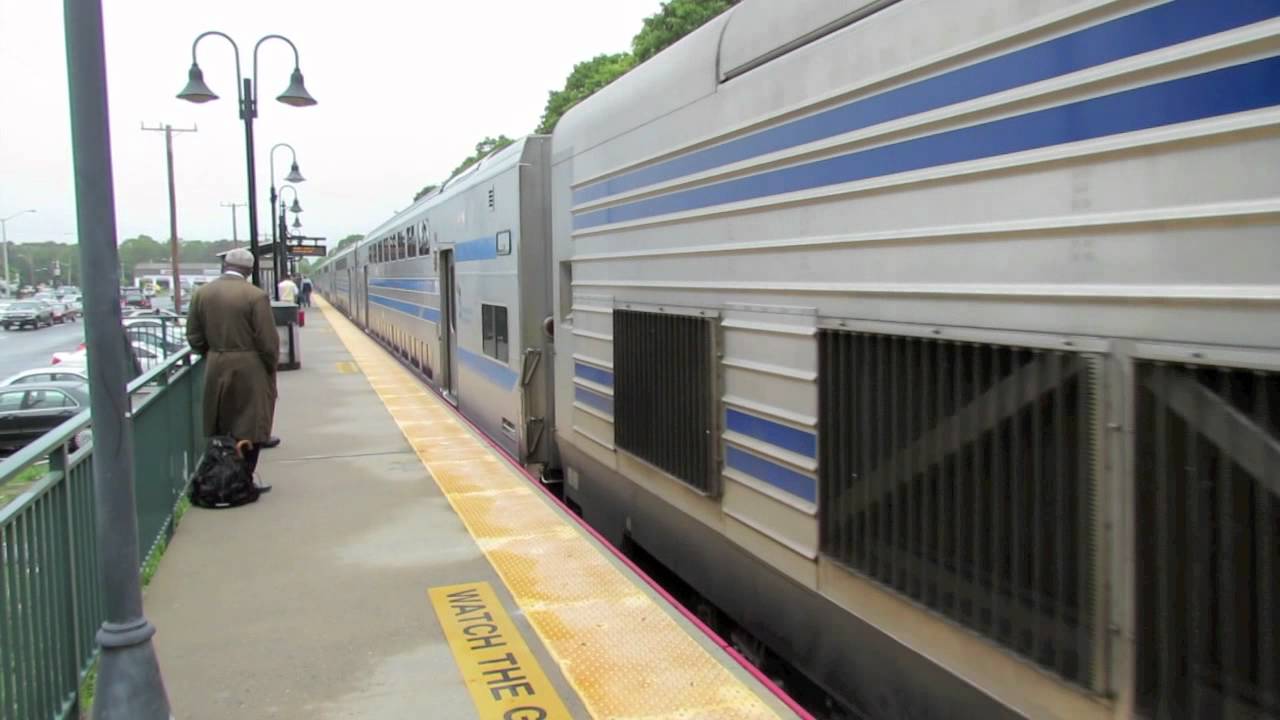 Two LIRR mid-day trains at Mastic-Shirley on Friday May 25, 2012