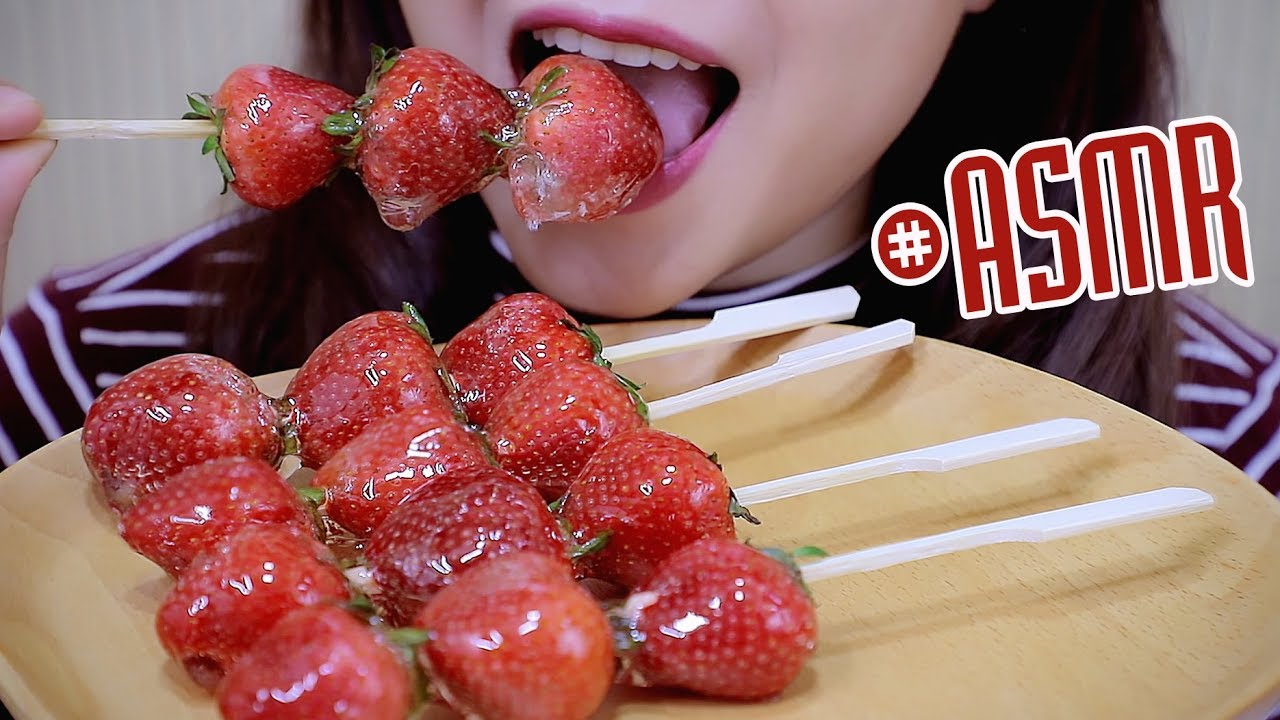 ASMR Candied Strawberry (Tanghulu) EXTREME CRUNCHY EATING SOUNDS | LINH-ASMR