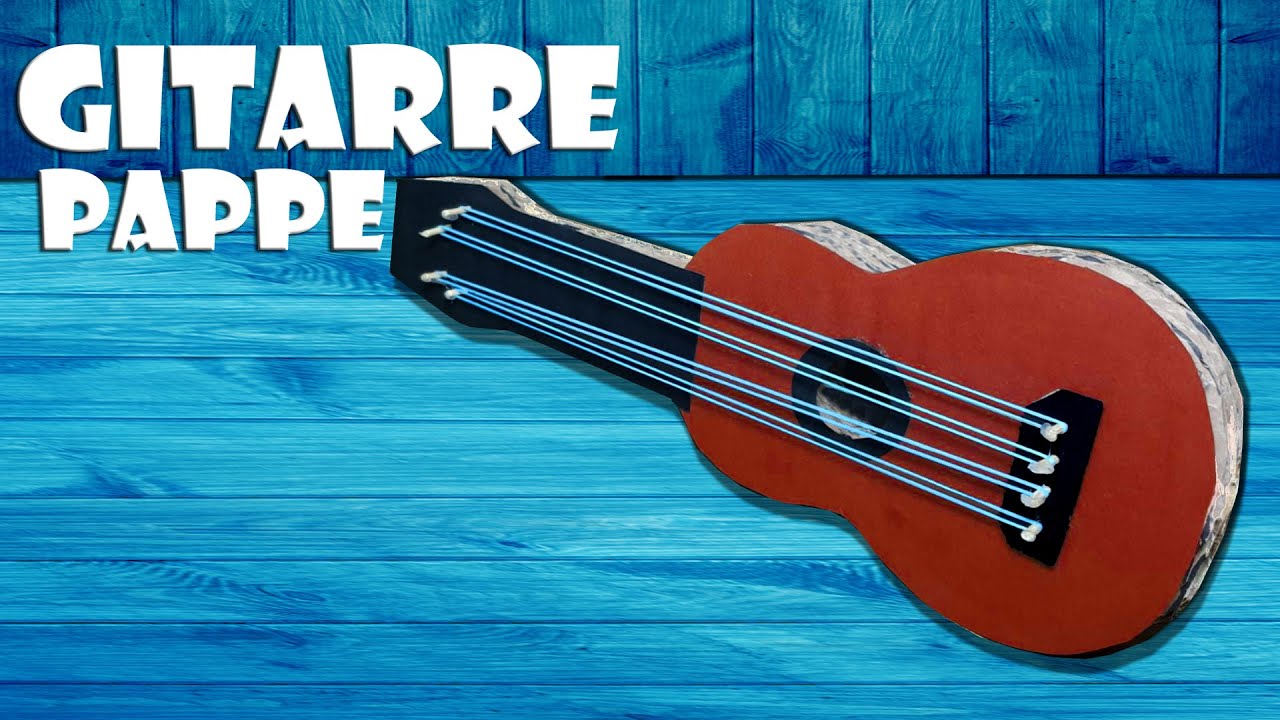 🎻 Instrument Gitarre aus Pappe basteln (recycling) - paper guitar cardboard craft DIY [4K]