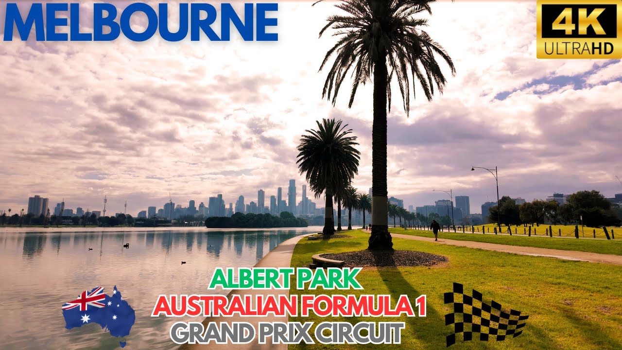 Melbourne Albert Park Lake Walking Tour | Australian Formula 1 Race Circuit | 4K 60FPS