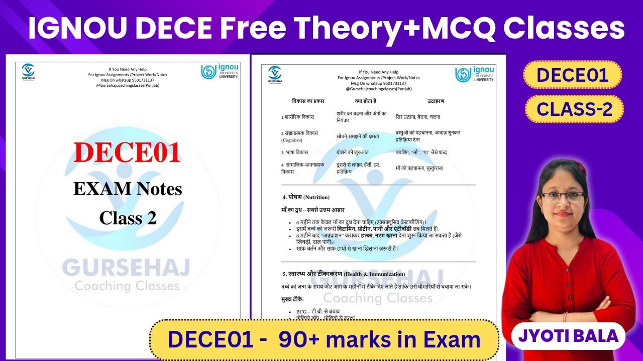 DECE01 Exam MCQ Class 2 December Exam 2025  Gursehaj Coaching Classes Punjab 