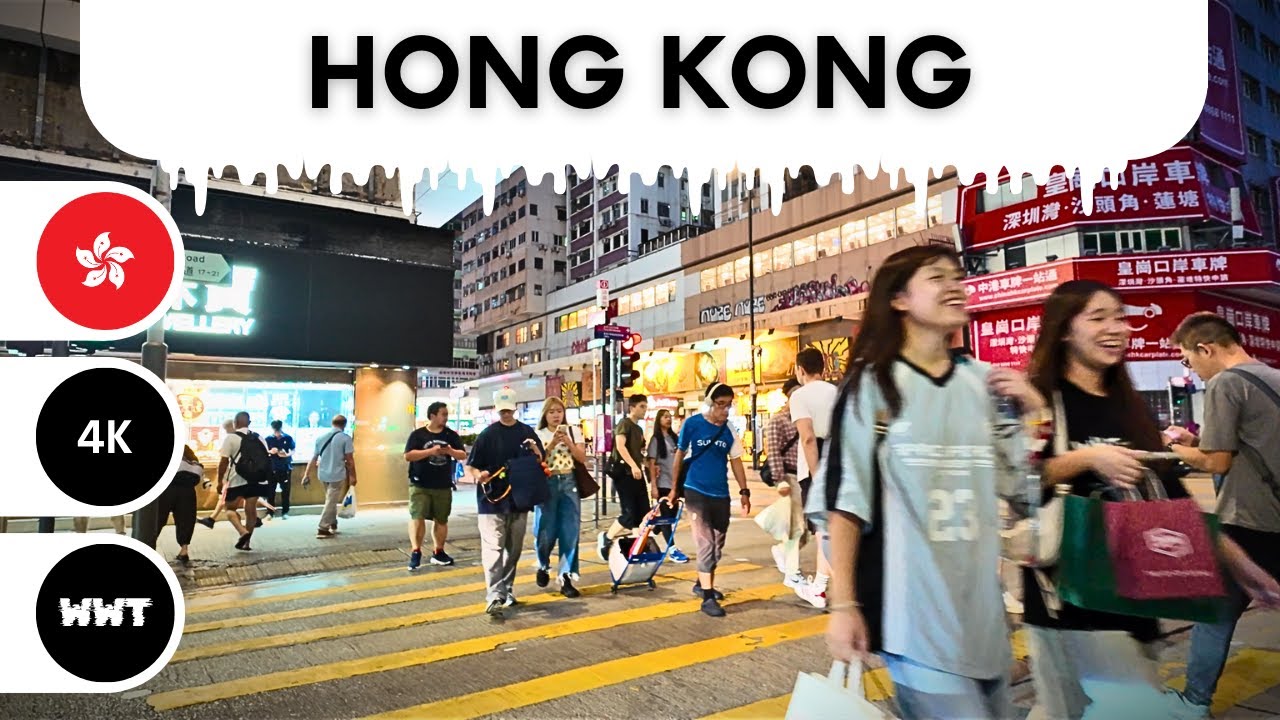 Walking Along Nathan Road to Mong Kok, HONG KONG - Night Walk 4K