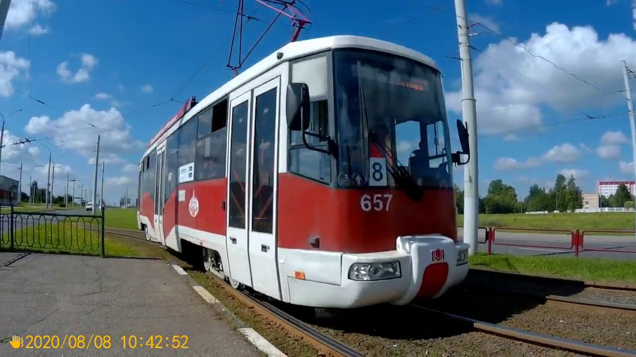 Витебск.Поездка на трамвае №8. ул.Петруся Бровки -ул.Титова