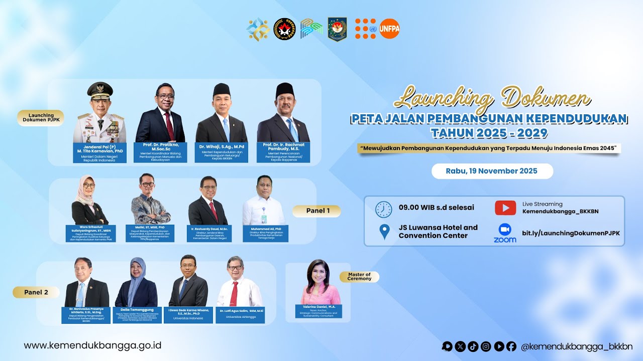 Launching Dokumen Peta Jalan Pembangunan Kependudukan Tahun 2025-2029