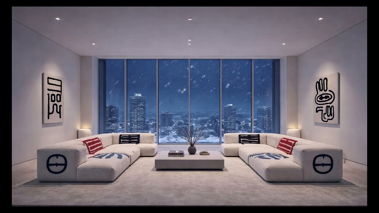 Falling Snow & Quiet City Lights 🌃 Night Ambience for Deep Rest