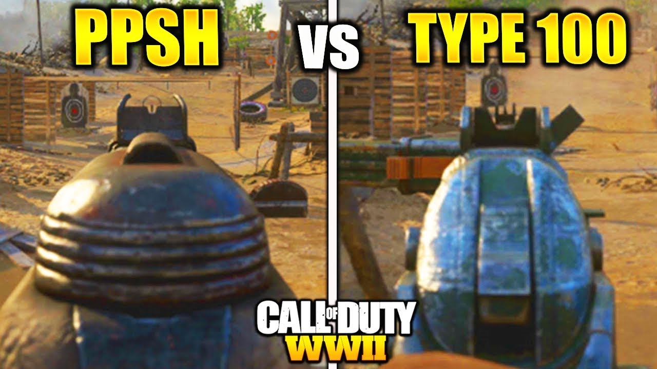 PPSH vs TYPE 100 BEST SMG WW2! GUN STATS COMPARISON BEST GUNS COD WW2 