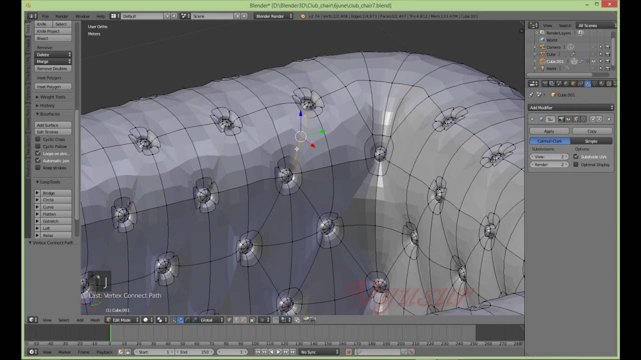 Fancy Chair Buttons modeling in Blender