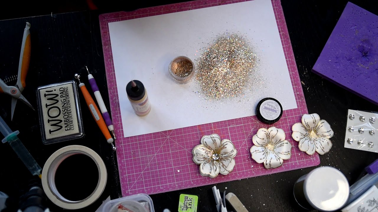 Winter Flower paper craft heat embossing tutorial