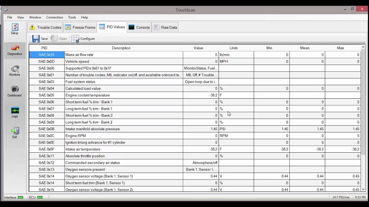 TouchScan Demo - Read Holden VT VX VY VZ fault codes