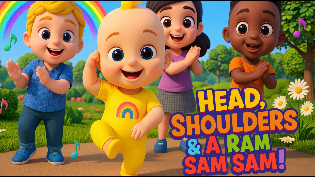 Head Shoulders Knees and Toes + A Ram Sam Sam | Fun Nursery Rhymes for Kids | @HymnHeroes