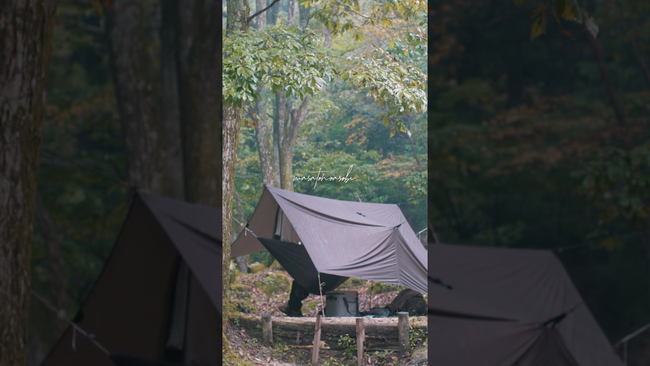 しとしと雨降るハンモックソロキャンプ#キャンプ#ミニマルキャンプ#solocamping#hammockcamping#minimalcamping#backpacking #4k #高画質