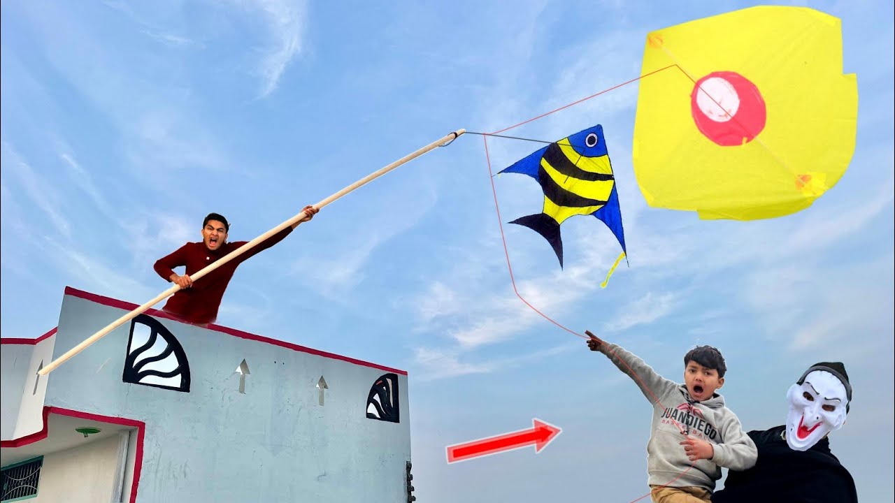 Fish Kite Vs Pari Kite Make Abubaker | Bhoot Kite Catch With Roof
