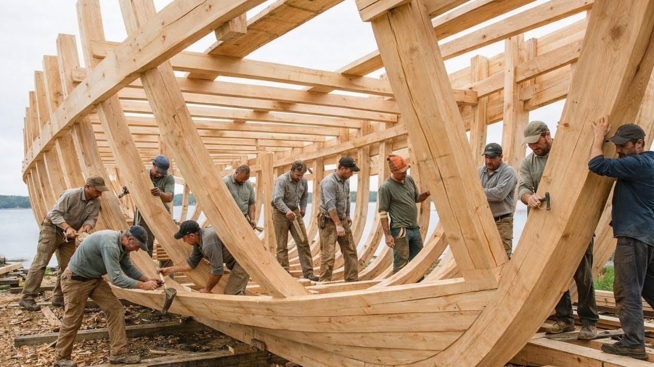 Man Build a Full Size Wooden Ship From Raw Logs | Handmade Wooden Ship Manufacturing in Pakistan 
