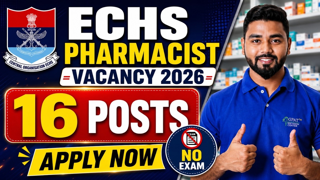 ECHS Pharmacist Job 2026 |16 Posts Released | No Exam | Latest Govt Job