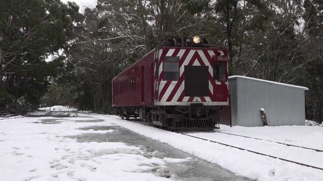 Diesel Electric Rail Motor in the Snow at Daylesford Spa Country Railway