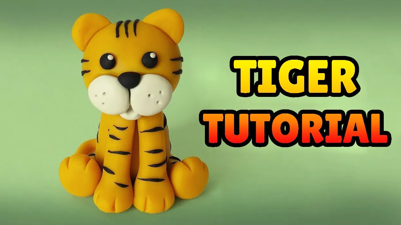 🔴DIY how to make a TIGER - Easy Polymer Clay,  Fondant Cake Topper Tutorial