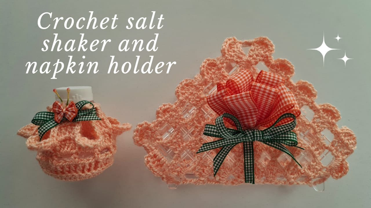 Salero y Servilletero en CROCHET para primera comuni&oacute;n/para otras celebraciones/para decorar tu casa
