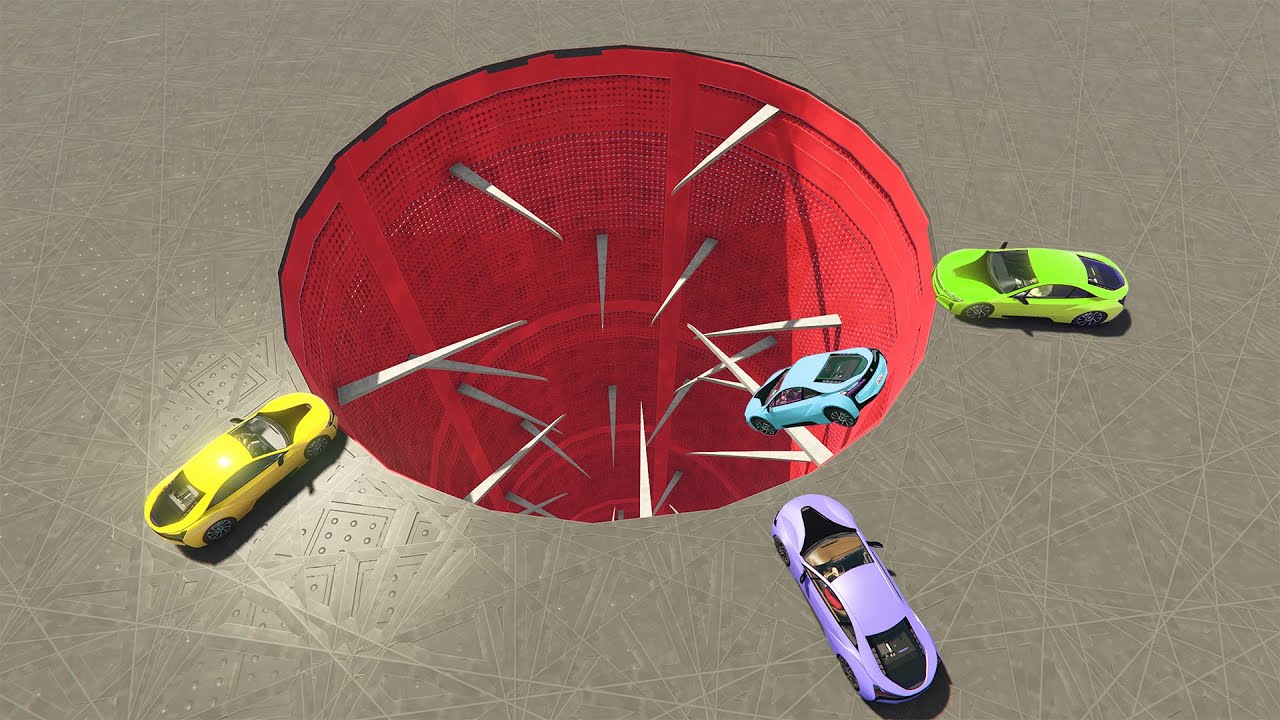Crazy Deadly Sprial Hole - Which Car Will Make It!!