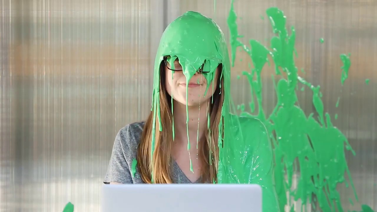 Girl gets slimed in green