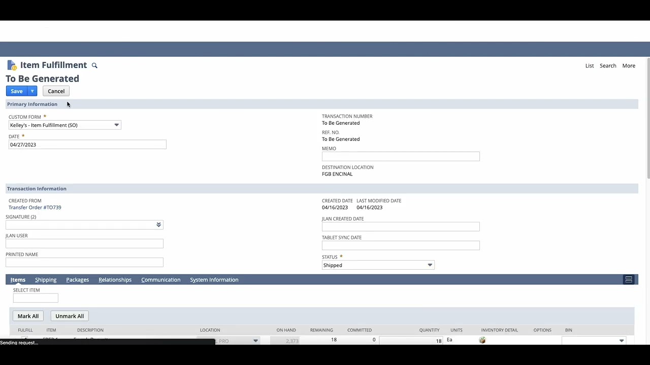 How to Fulfill Transfer Order and Print Packing Slip on Netsuite