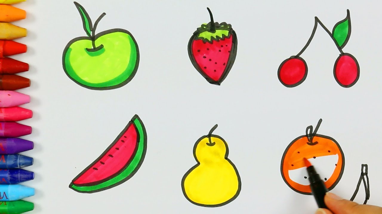 Как рисовать фрукты 🍎 - фрукты раскраска - Как покрасить фрукты - Как рисовать и цвет