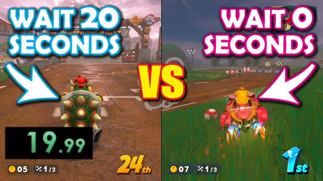 Do Nothing for 20 Seconds vs Start Right Away - Mario Kart World Challenge! [7]