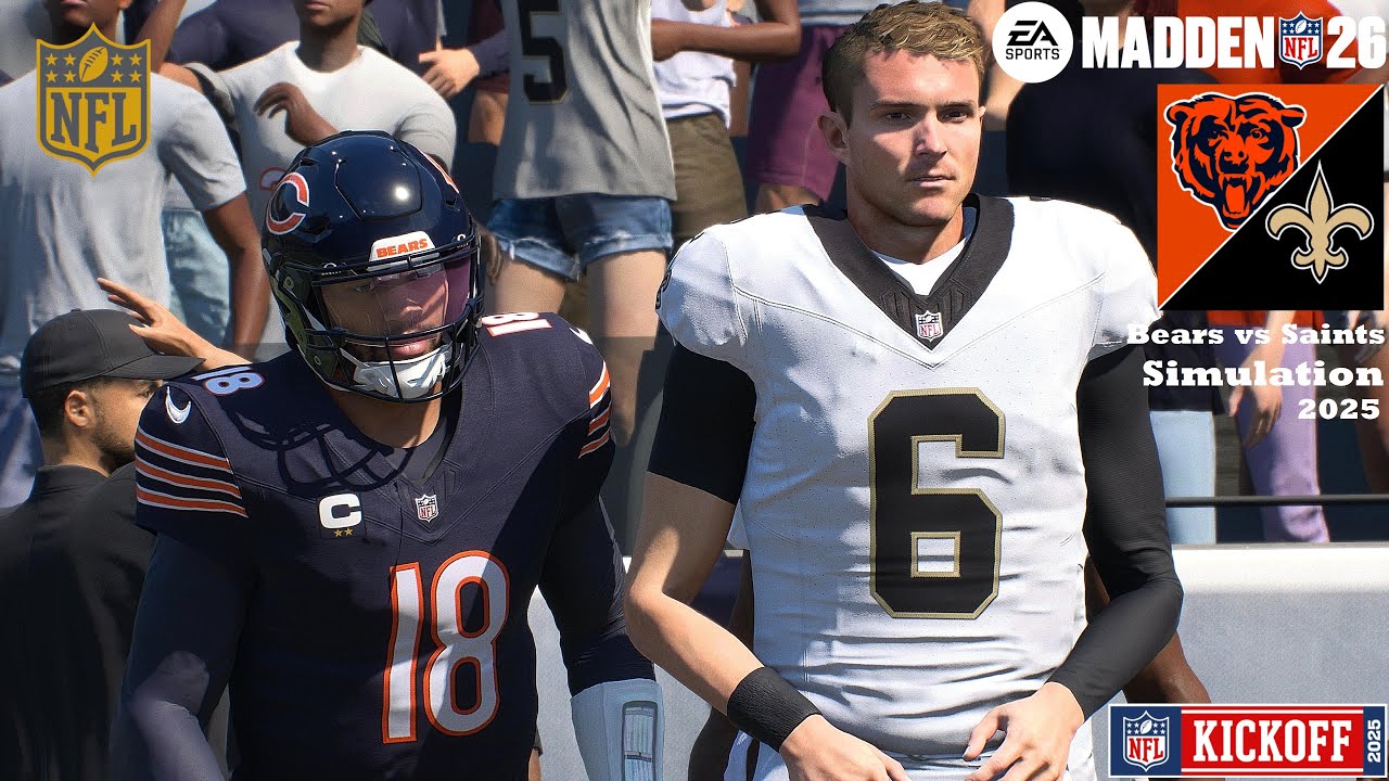 Madden 26 Game Play Caleb Williams Bears vs Tyler Shough Saints 2025 Full Simulation - PS5 PRO