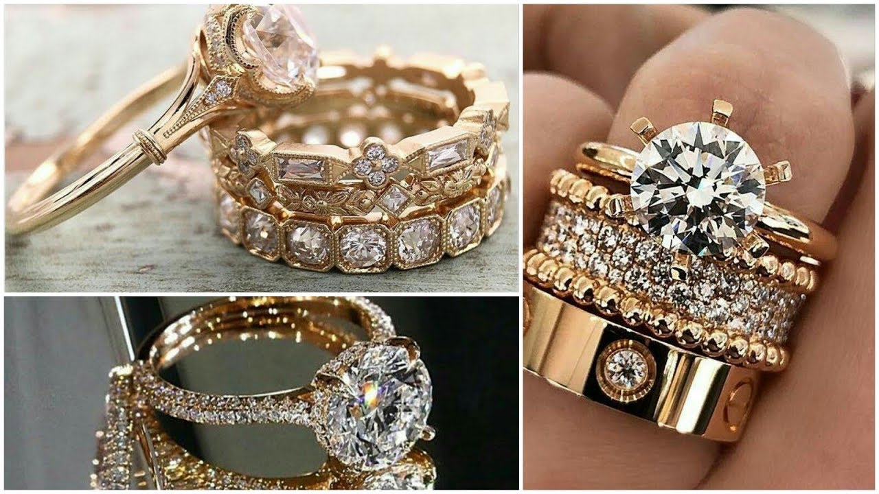 Elegant & Beautiful Gold Diamond stones rings, wedding rings, engajement rings