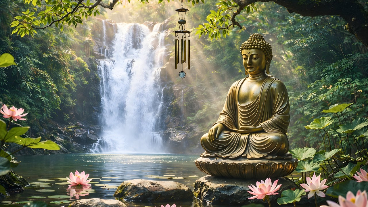 Calm the Mind | Relieve Stress & Anxiety | Peaceful Zen Waterfall Meditation @Z5-100
