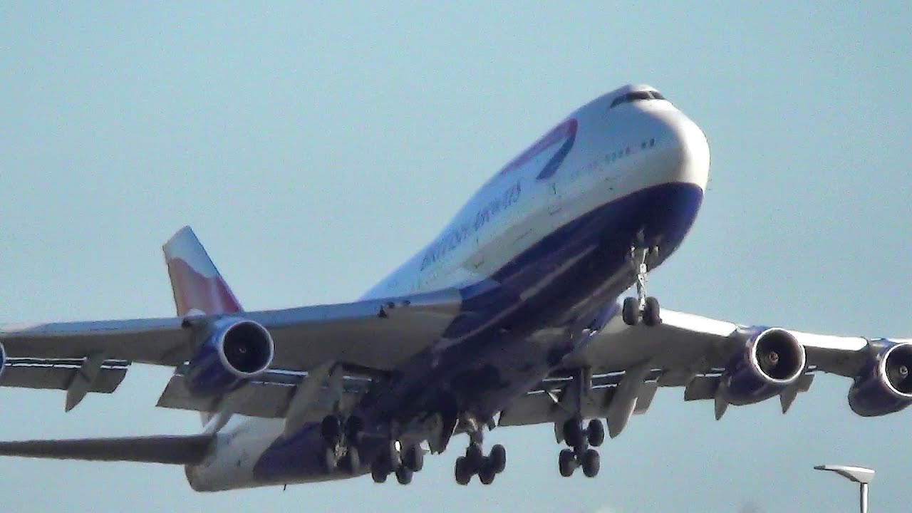 London Heathrow Spotting. Boeing 747-400 British Airways. Takeoffs