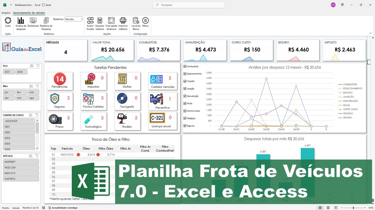 Planilha de Frota de Veículos Excel 7.0