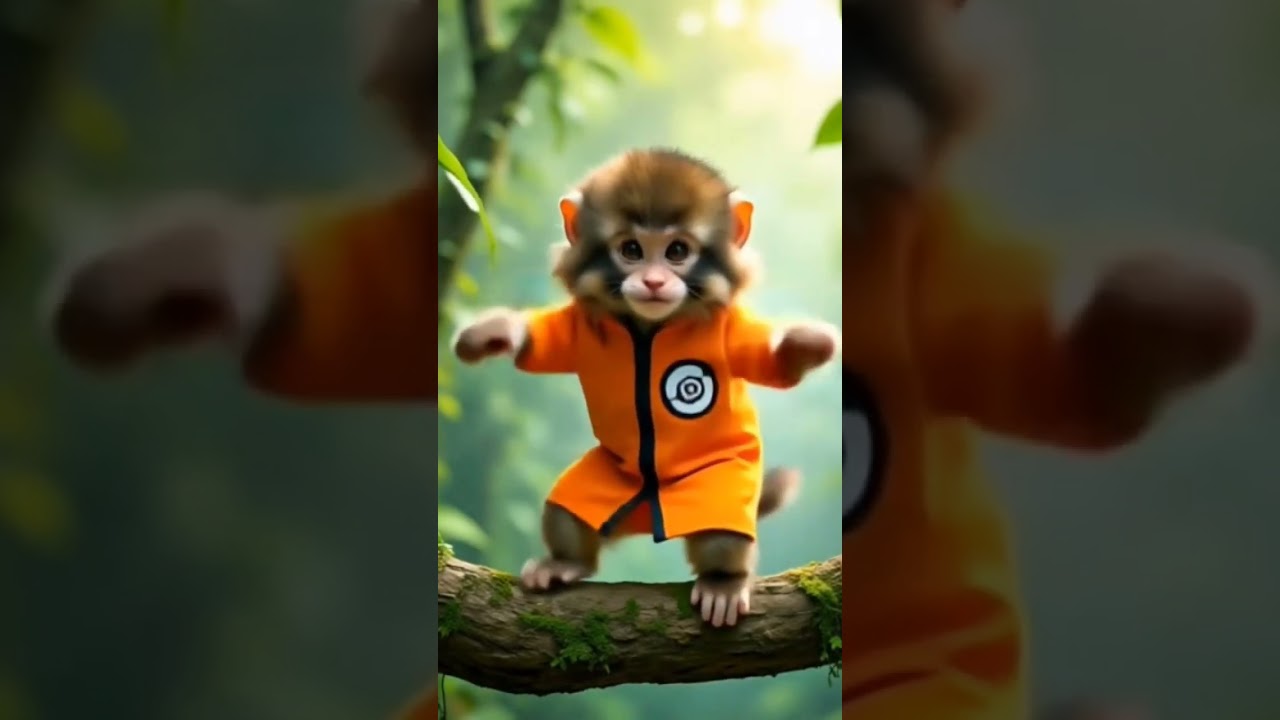 monyet kecil dengan kostum naruto jago joget #shorts #jogetseru #joget #cute #monyet #animals