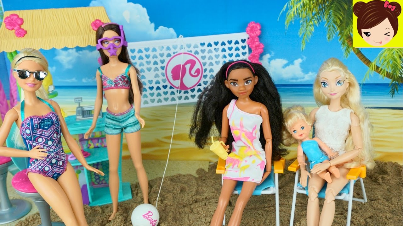 Disney Moana Barbie y Elsa tienen una Fiesta en la Playa - Los Juguetes de Titi