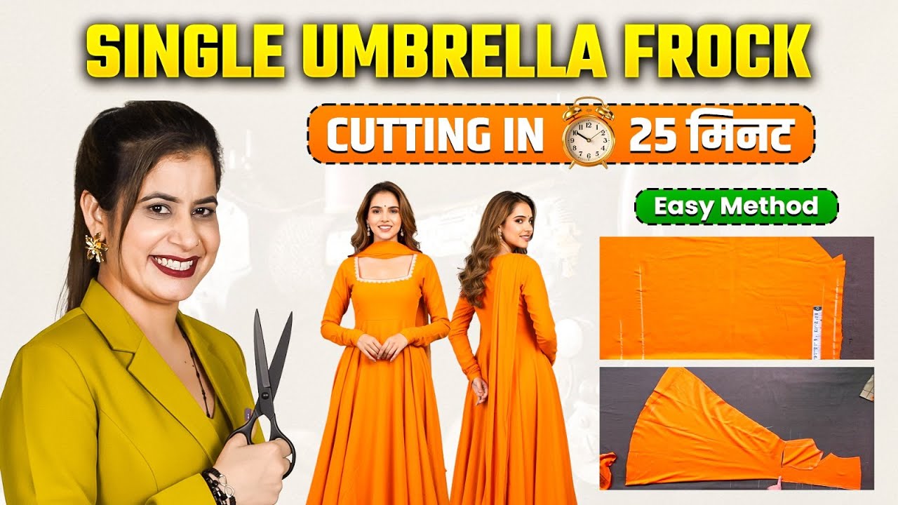 Single Umbrella Frock Cutting | 3 Easy Method in 25 MIN