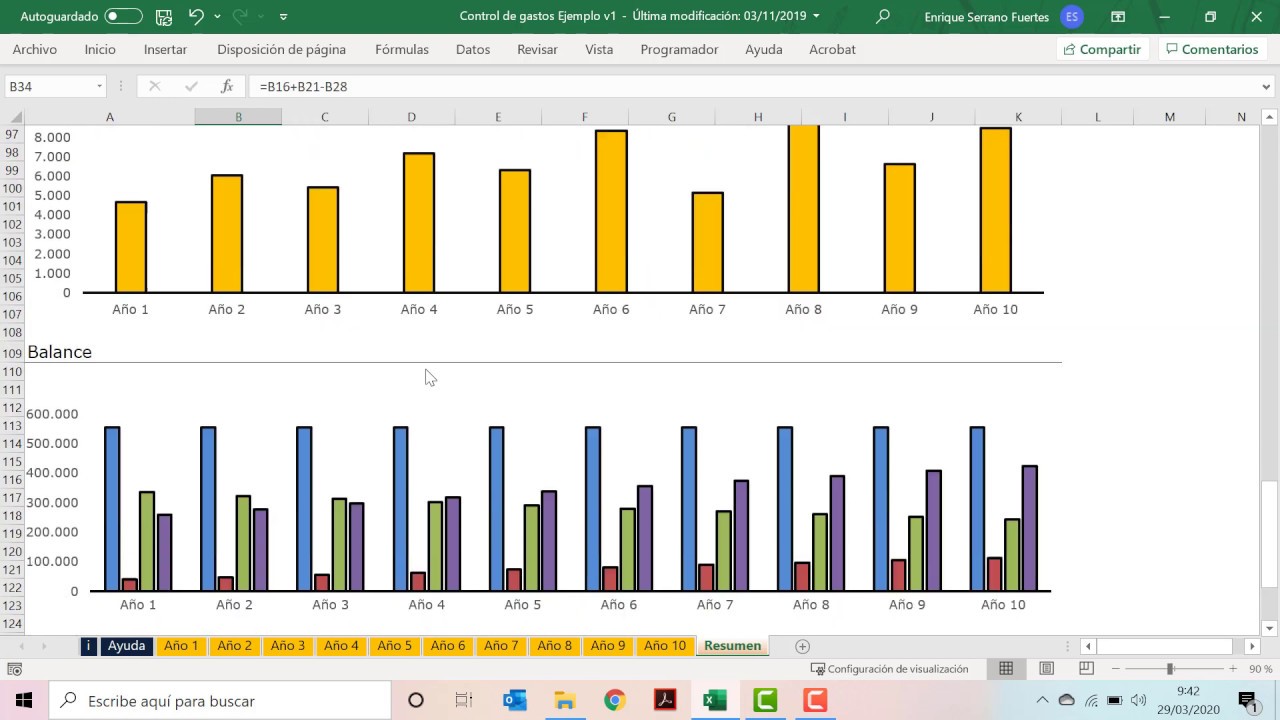 Control de gastos en excel