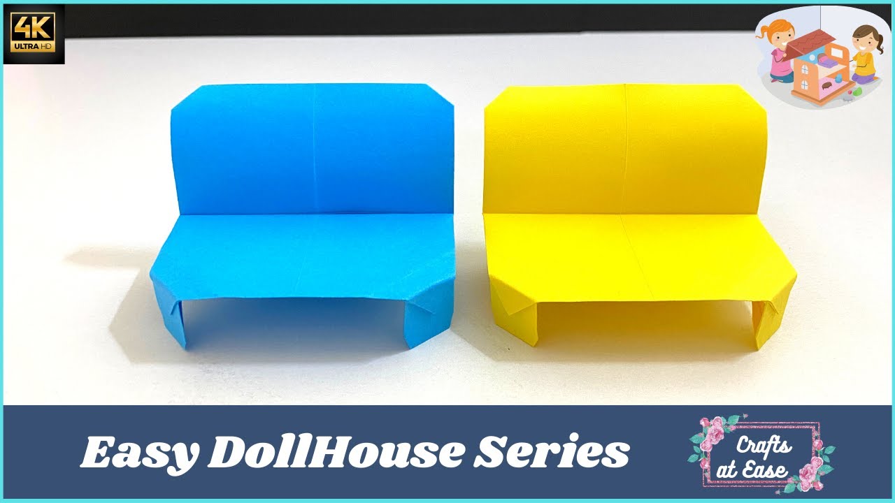 How to make Origami Bench | Easy Paper Bench | DollHouse | English Subtitle | Crafts At Ease