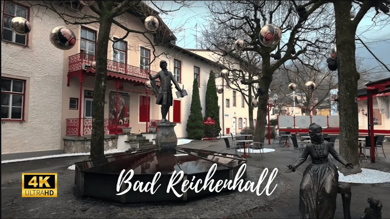 Bad Reichenhall, Germany - Rainy Walk in City Center to Luitpoldbrücke - 4K HDR