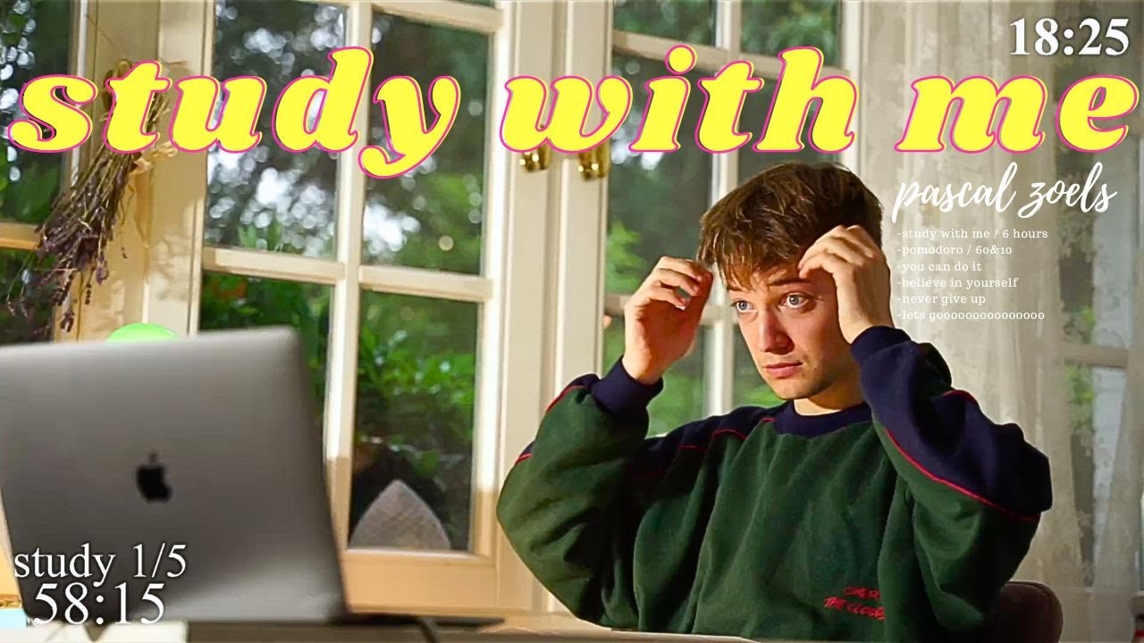 6-HOUR study with me 📚☔️ rain sounds & pomodoro timer 60 & 10