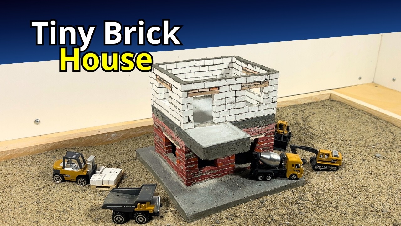 Tiny Brick House Construction — Part 1 | Concrete Foundation, Floor Slab, Second Floor Build