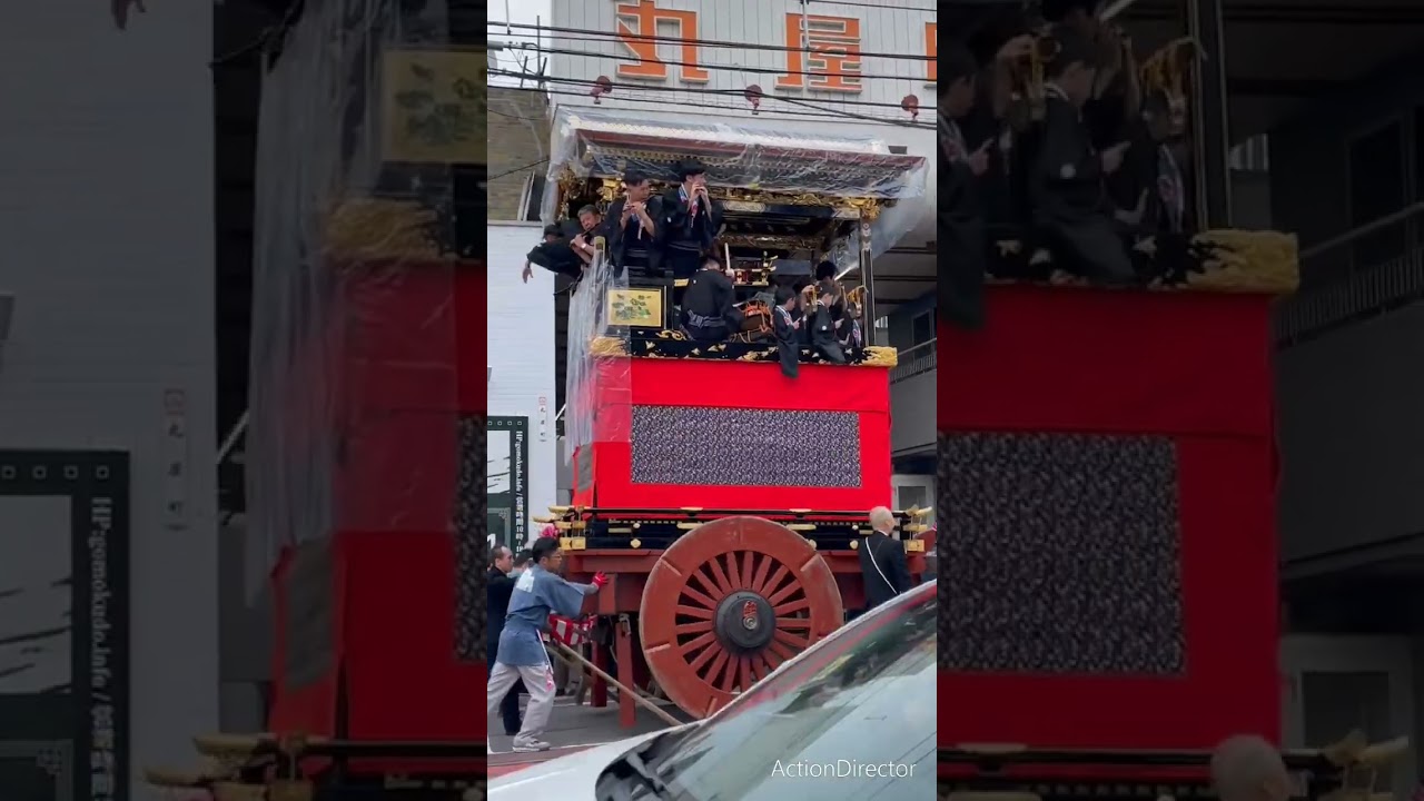 令和5年 大津祭本祭曳山巡行　源氏山　午前中電車道の流し太鼓。囃子方曳き手の一体感！
