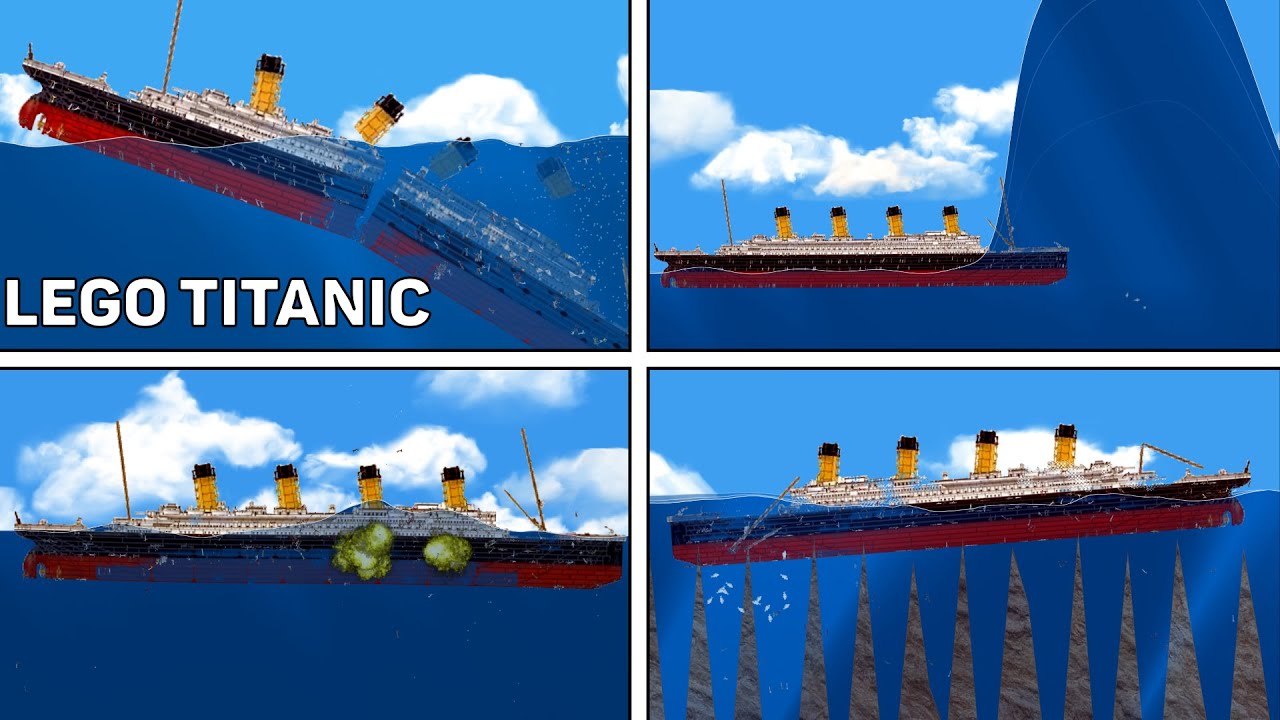 I Destroyed the LEGO TITANIC In 5 Different Ways! | Floating Sandbox