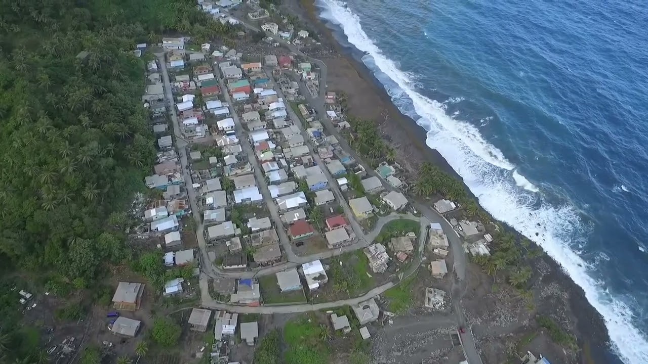 An aerial view of Sandy Bay St. Vincent & the Grenadines.
