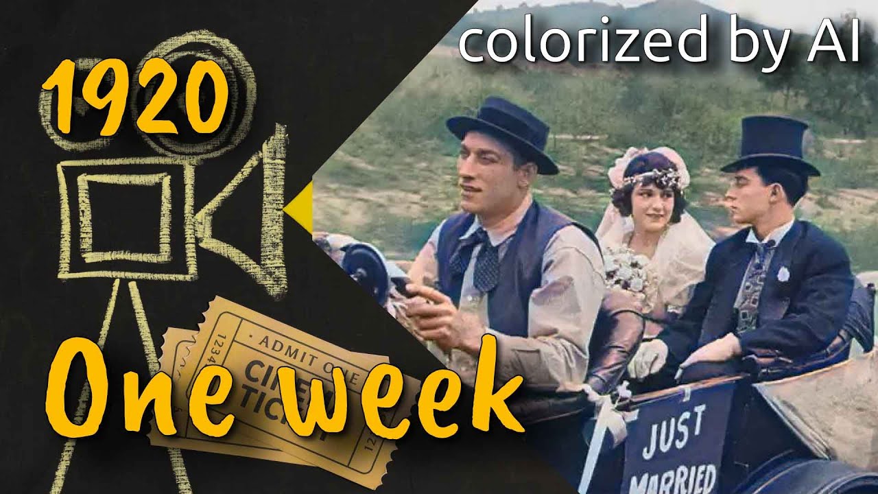 [silent movie] One week (1920) colorized by AI | Buster Keaton - Short films color version