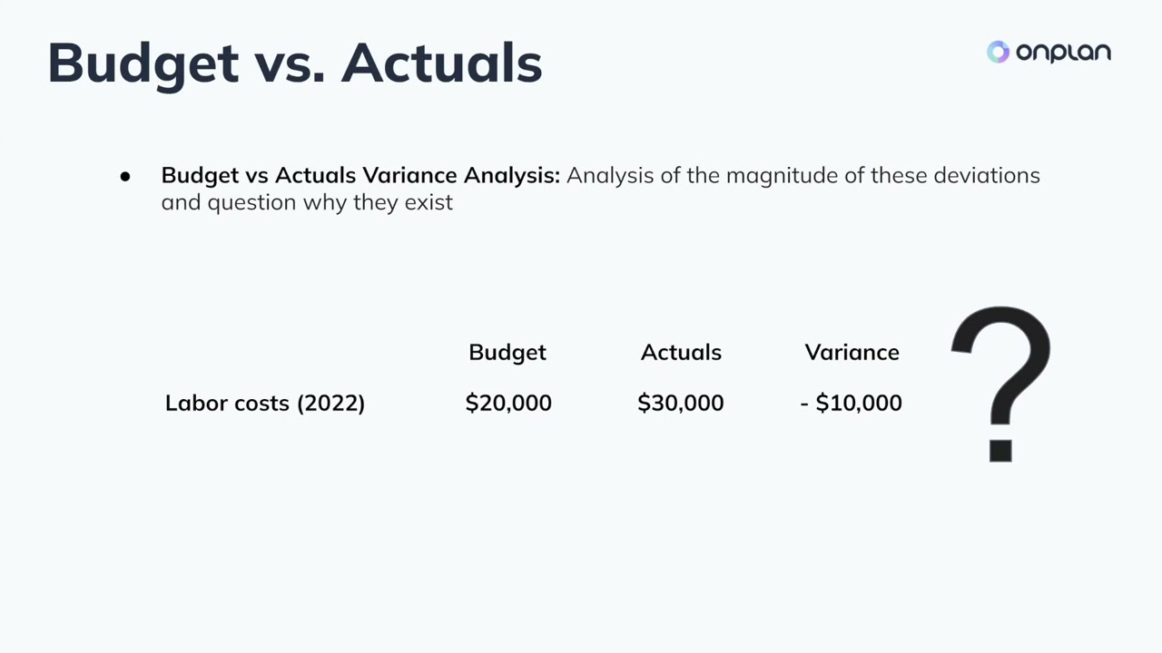 What is a Budget vs Actuals analysis?