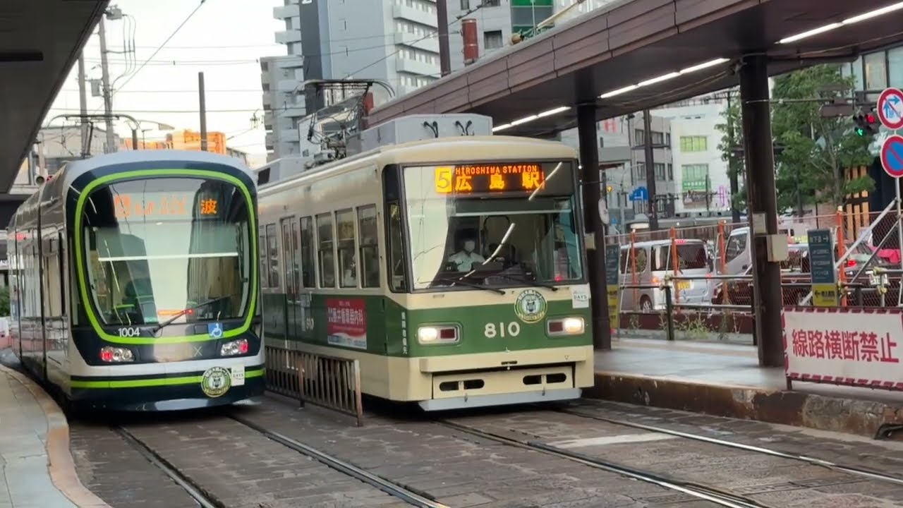 広島電鉄路面電車　2025.08.02 広島駅（夕方バージョン）