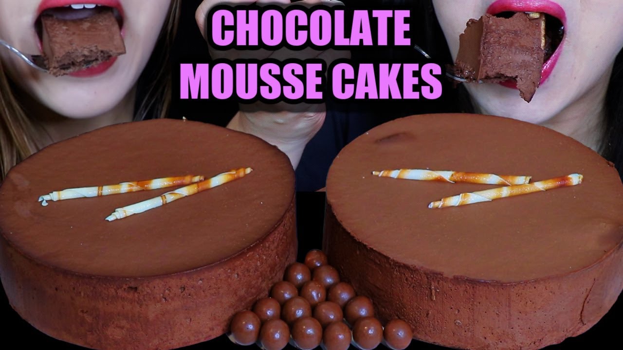ASMR EATING BIG CHOCOLATE MOUSSE CAKES 초콜릿 케이크 리얼사운드 먹방 ケーキ केक